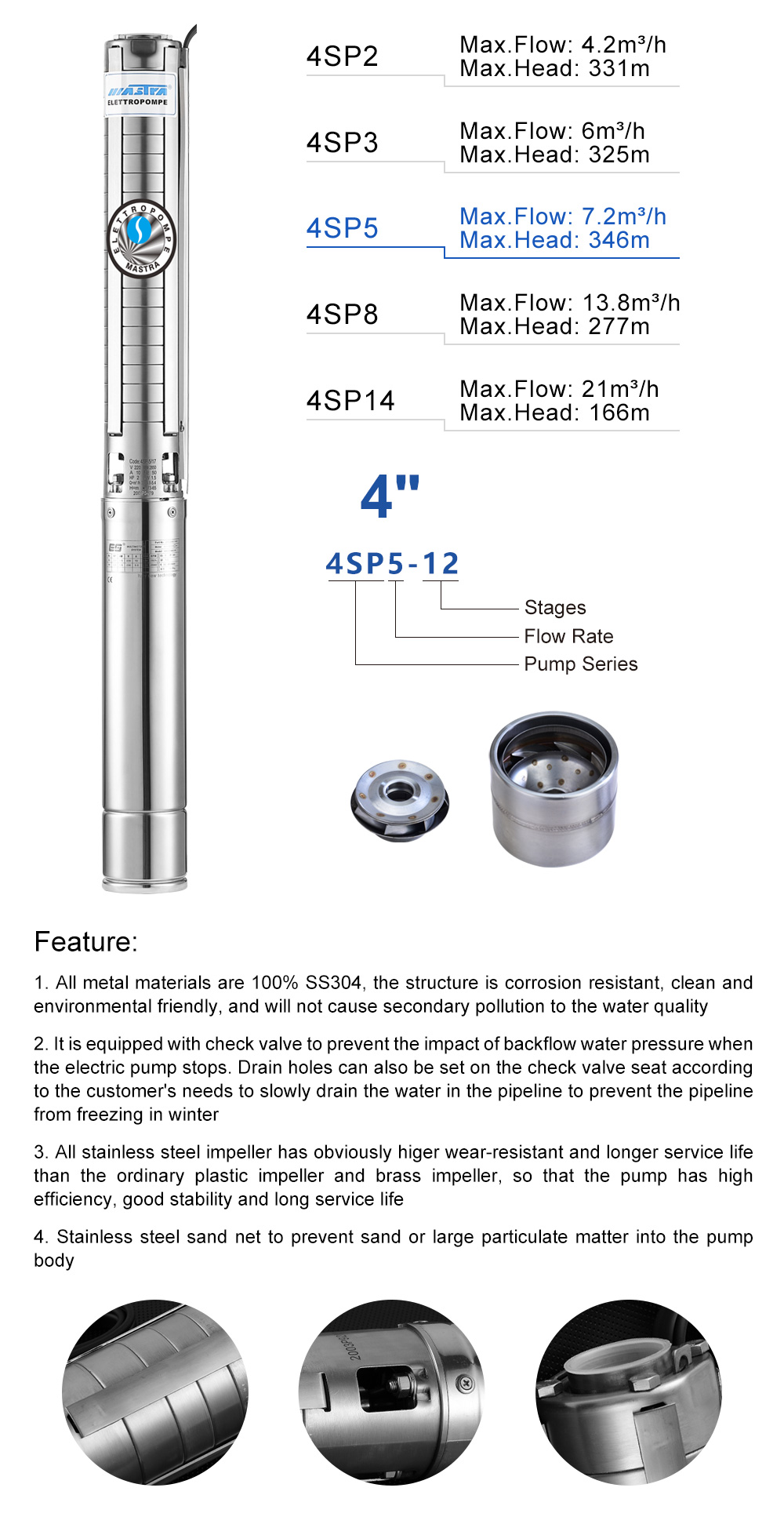 submersible pump size