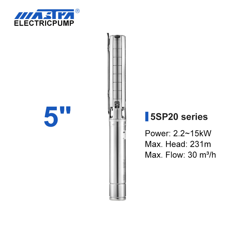 Mastra 5 inch stainless steel submersible pump - 5SP series 20 m³/h rated flow irrigation pump electrical requirements