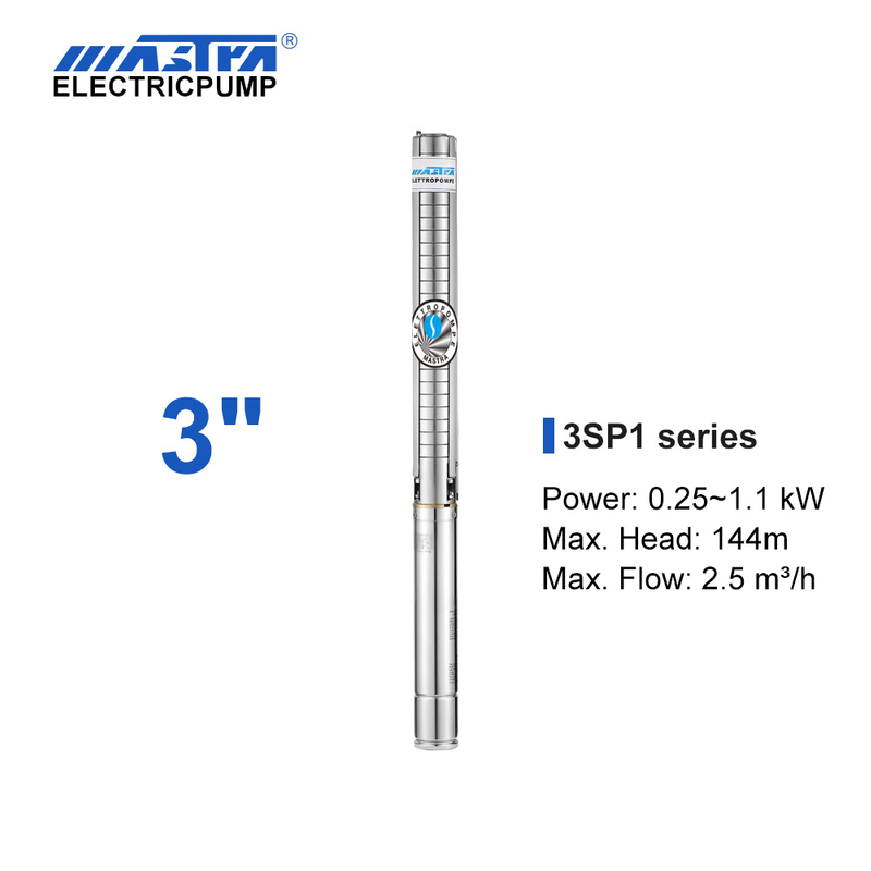 Mastra 3 Inch Stainless Steel Submersible Pump - 3SP Series 1 M³/h Rated Flow